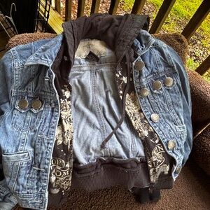 BB Dakota Blue Denim Jean Jacket with Black Hooded Lining